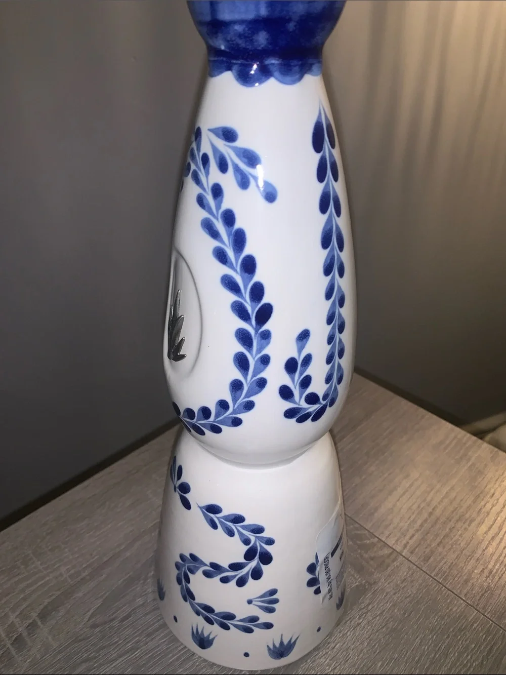 CLASE AZUL Hand-Painted Blue and White Ceramic BOTTLE EMPTY